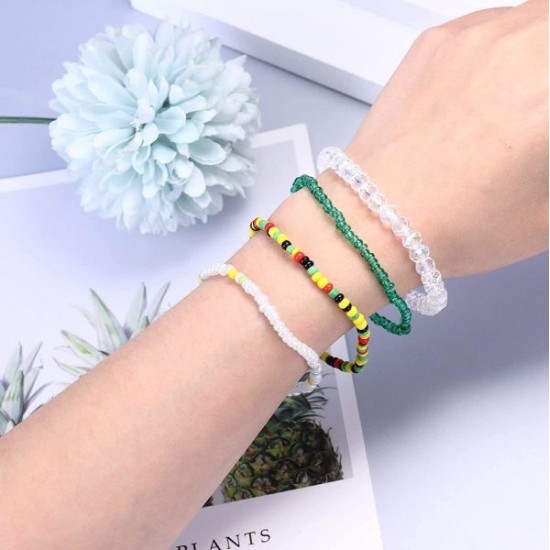 24 Pcs Handmade Beaded Bracelets For Women Adjustable Crystals Stretch Bracelet Colorful Elastic Beaded Anklet Bracelets Set 24 Pcs Handmade Beaded Bracelets For Women Adjustable Crystals Stretch Bracelet Colorful Elastic Beaded Anklet Bracelets Set